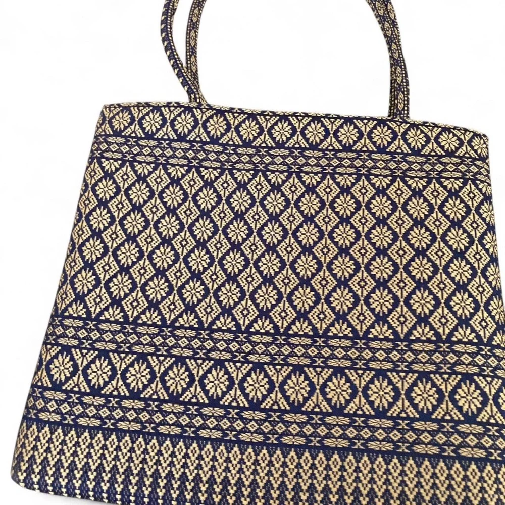 Navy and Gold Hand Bag - Picture 3 of 6
